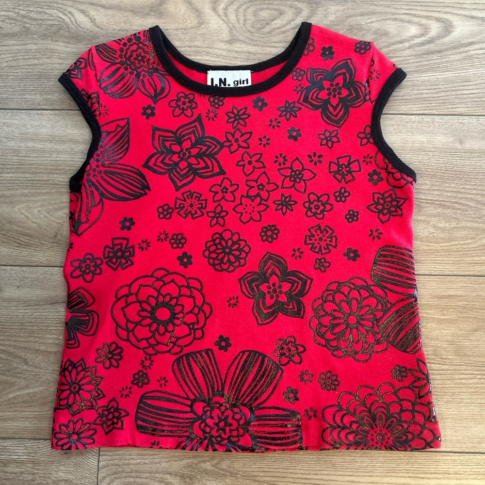 Vintage I.N. Girl Y2K Floral Tank Top Girls XL 16 USA Made